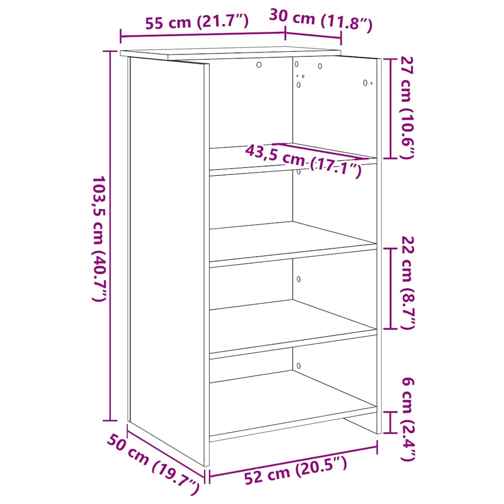 Reception Desk, white, 55x50x103.5 cm, engineered wood