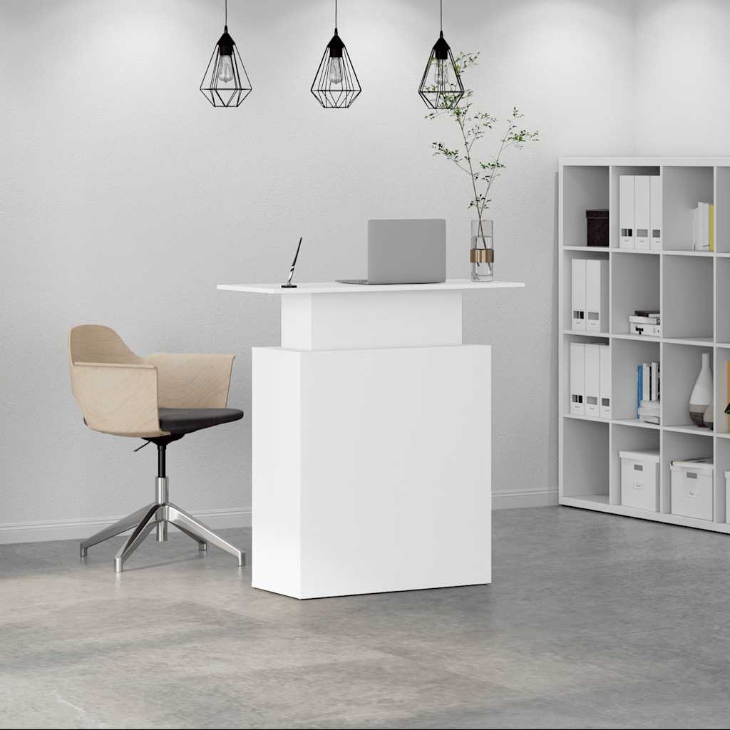 Reception desk, white, 100x40x104 cm, engineered wood