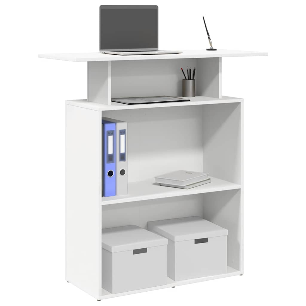 Reception desk, white, 100x40x104 cm, engineered wood