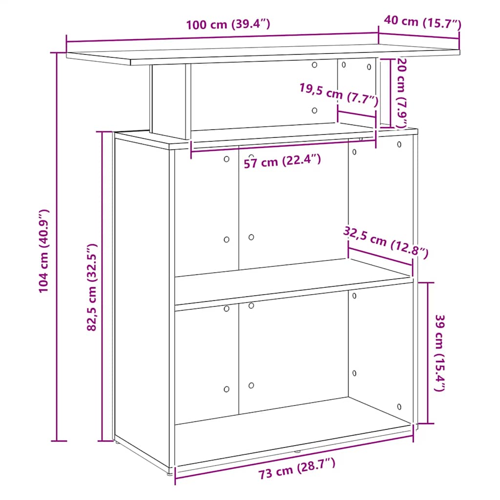 Registratūra Juoda 100x40x104 cm apdirbta mediena