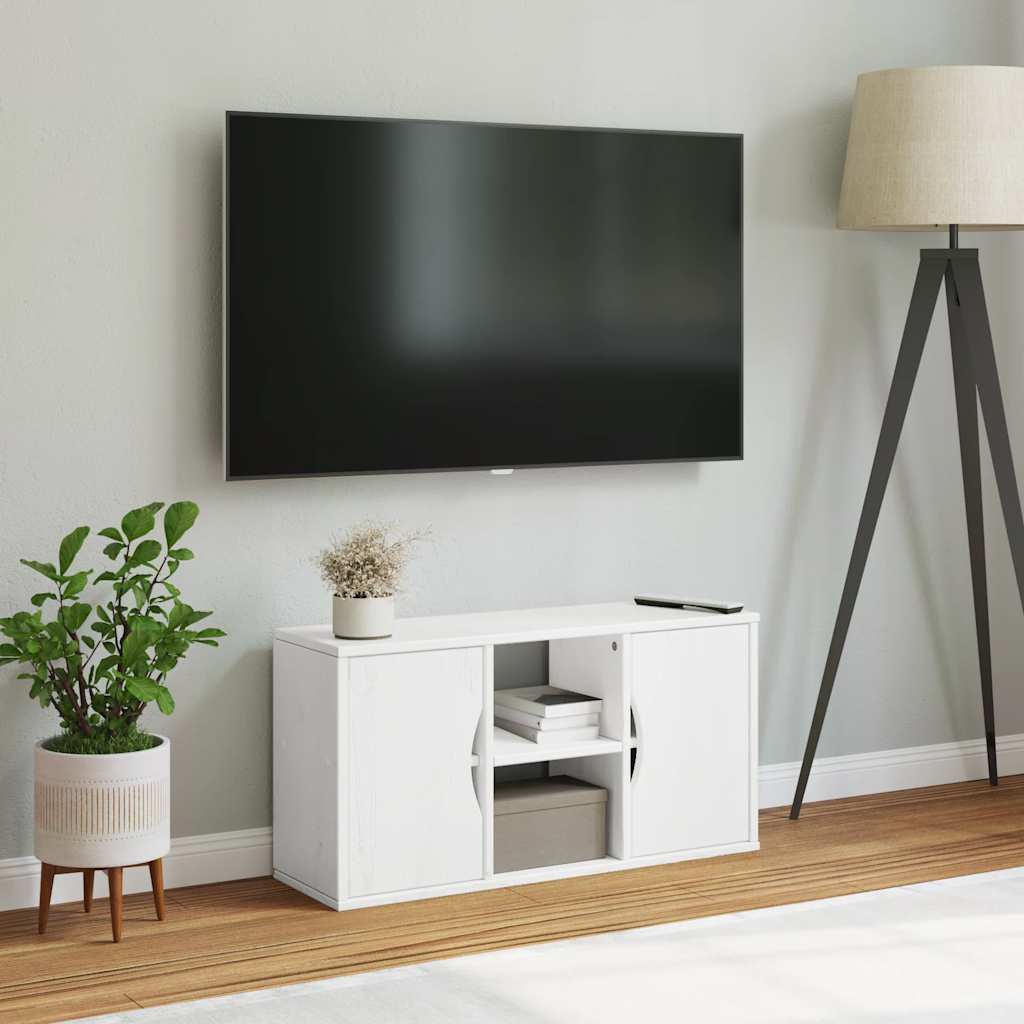 TV skapītis, ODDA, balts, 79x24x40cm, priedes masīvkoks