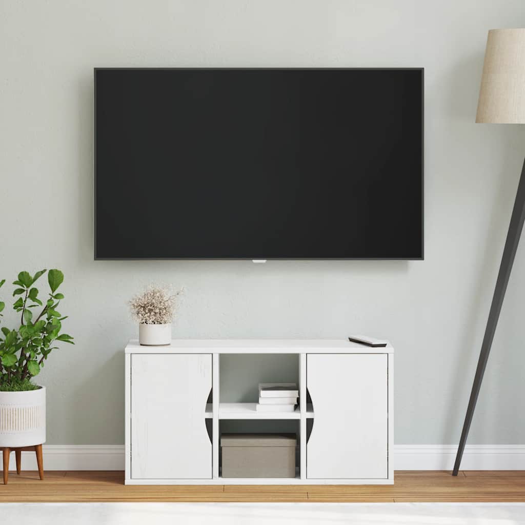 TV skapītis, ODDA, balts, 79x24x40cm, priedes masīvkoks
