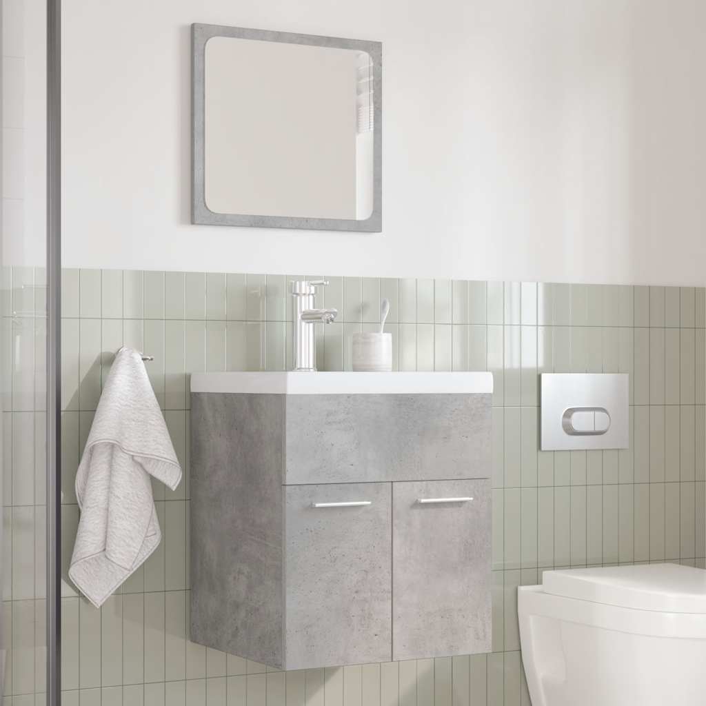 Bathroom furniture set, 3-piece, concrete grey, wood