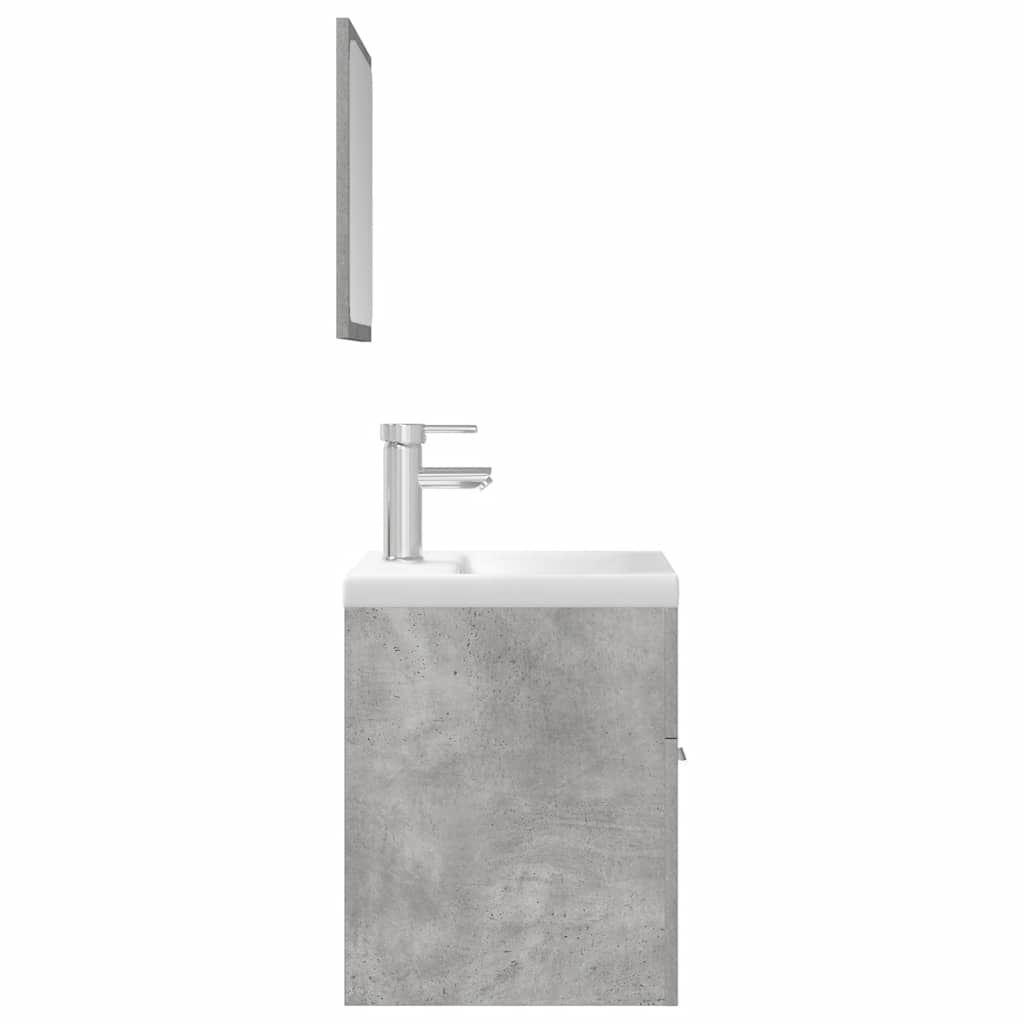 Bathroom furniture set, 3-piece, concrete grey, wood
