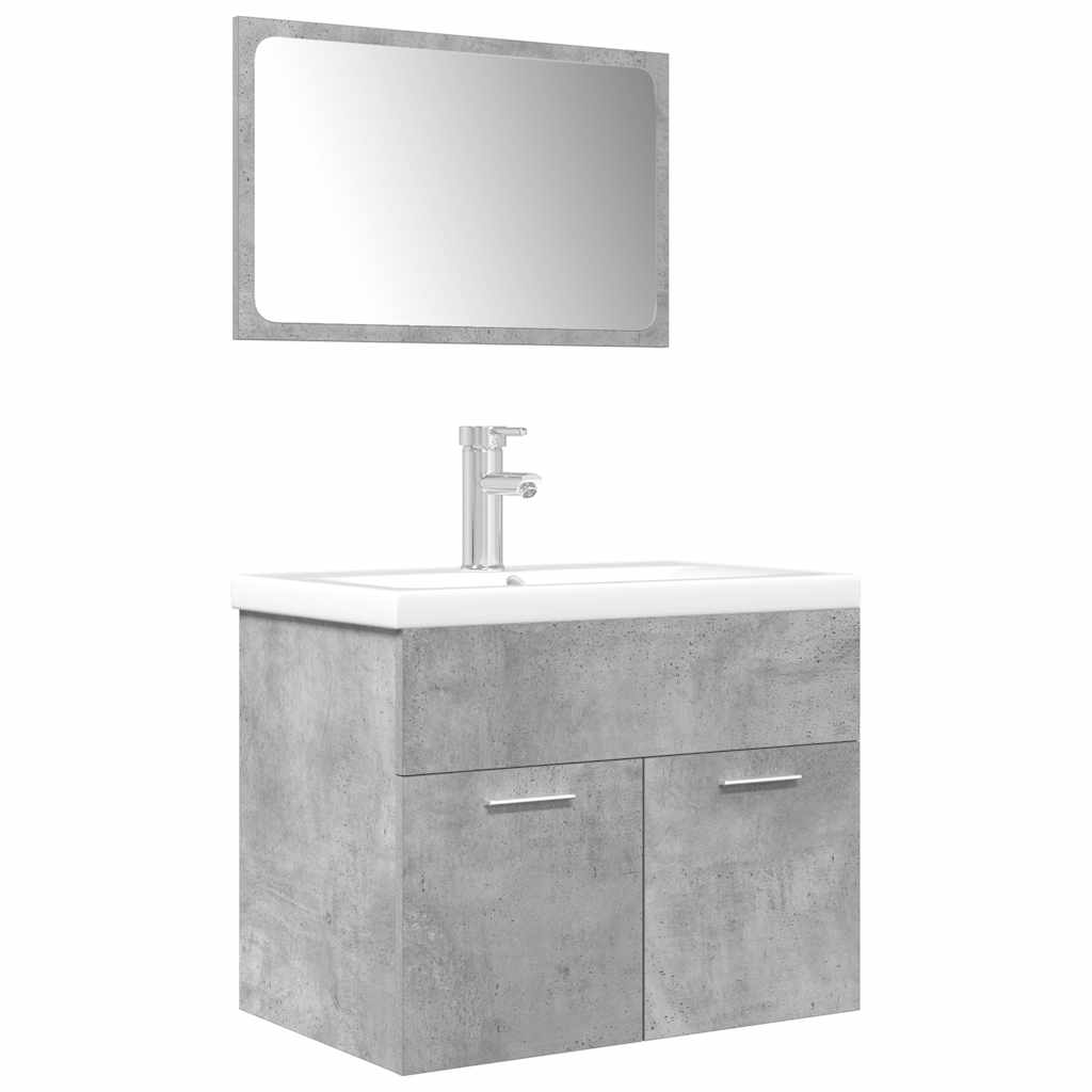 Bathroom furniture set, 3-piece, concrete grey, wood