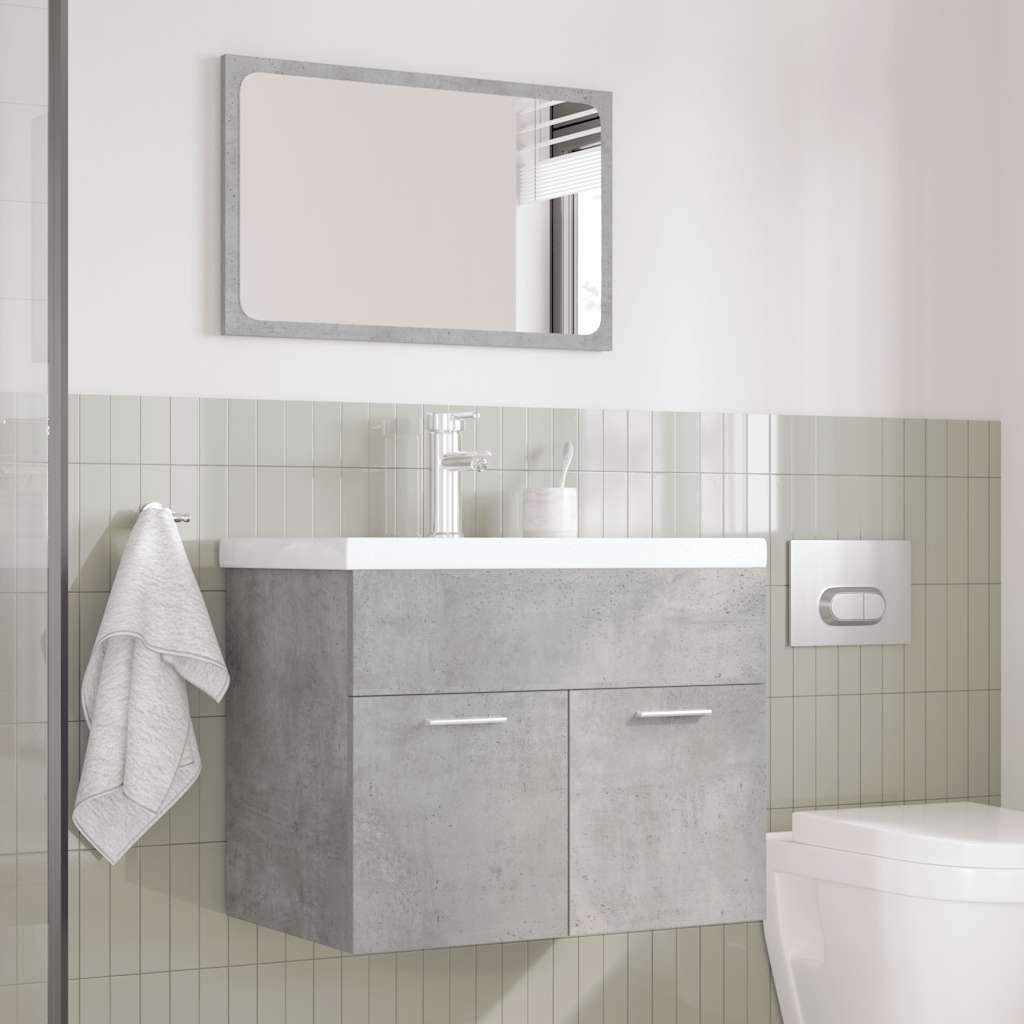 Bathroom furniture set, 3-piece, concrete grey, wood