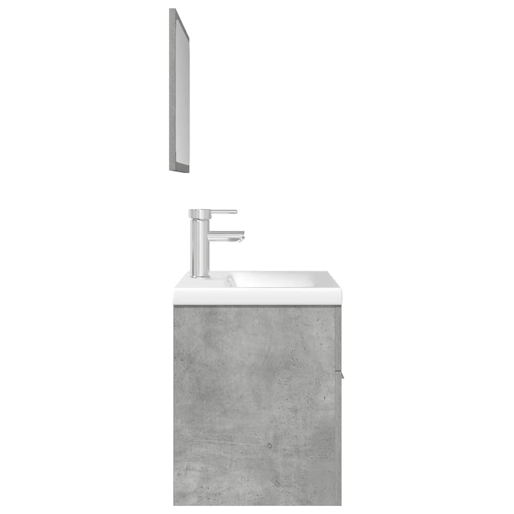 Bathroom furniture set, 3-piece, concrete grey, wood