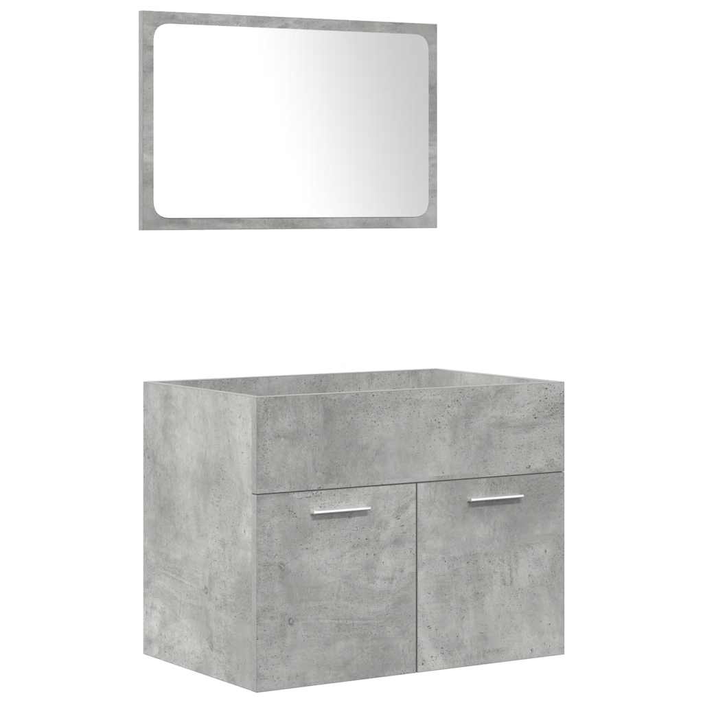 Bathroom furniture set, 4-piece, concrete grey, wood