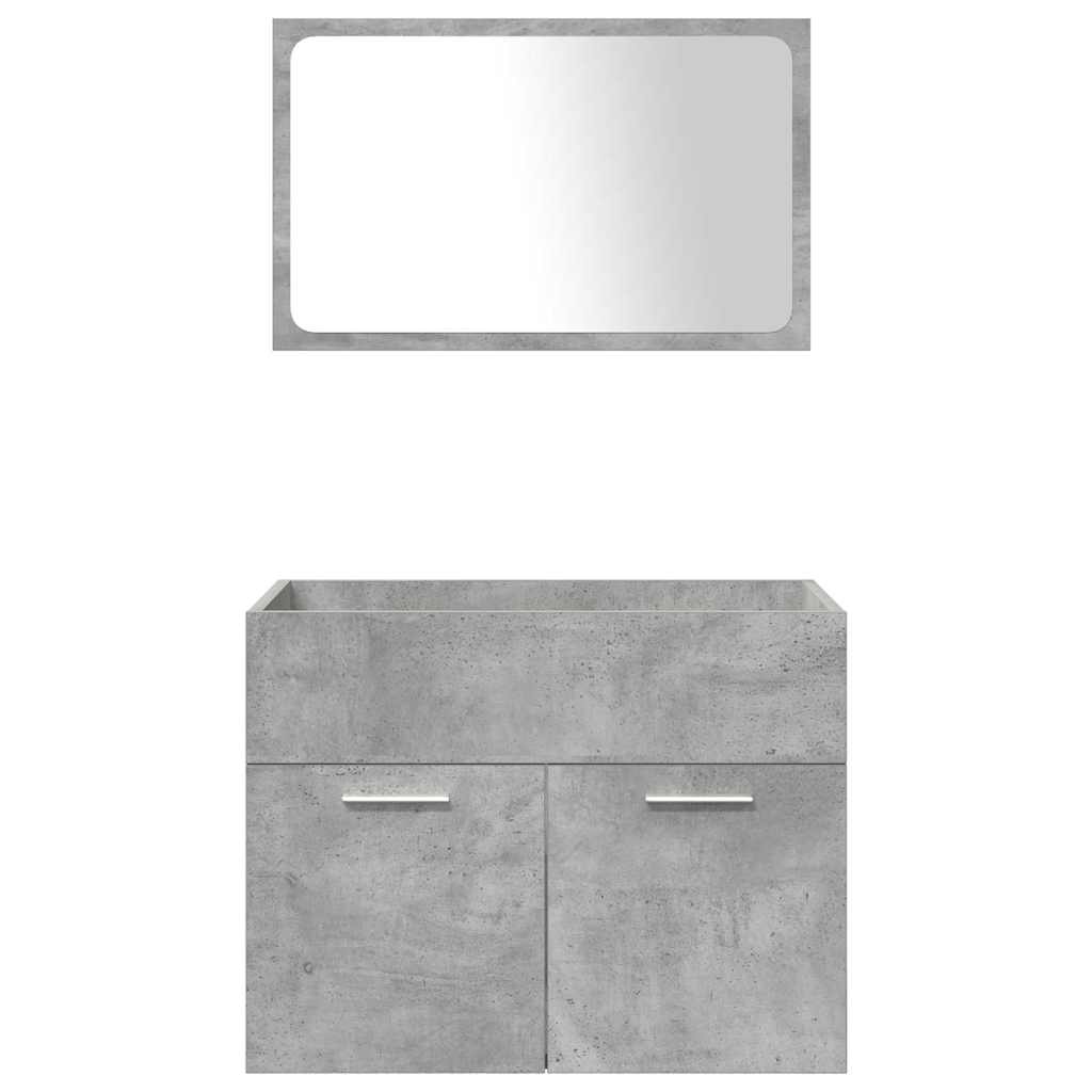 Bathroom furniture set, 4-piece, concrete grey, wood