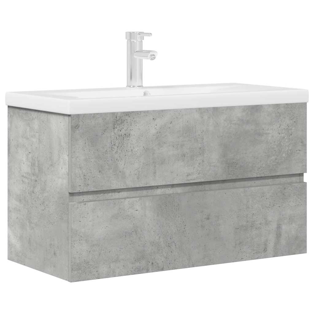 Bathroom furniture set, 2-piece, concrete grey, wood