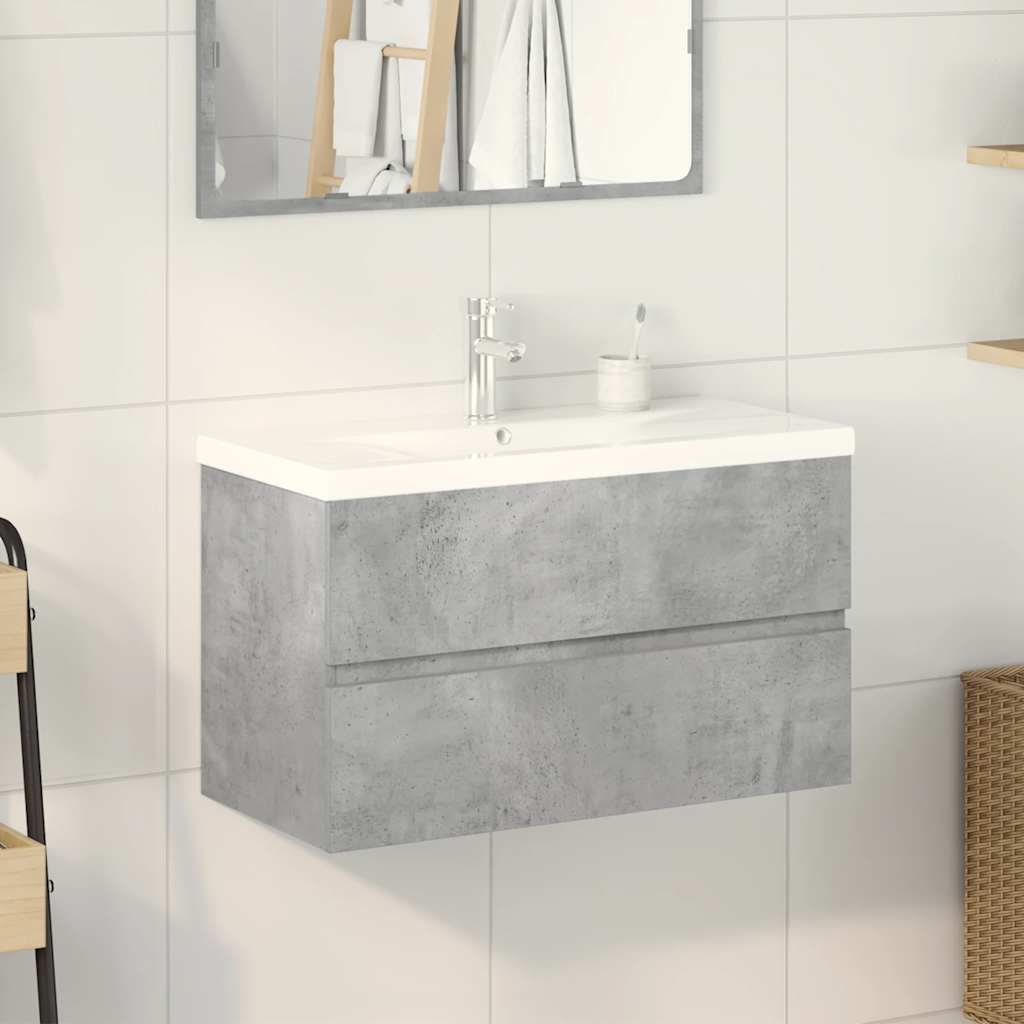 Bathroom furniture set, 2-piece, concrete grey, wood