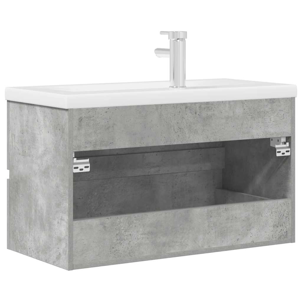 Bathroom furniture set, 2-piece, concrete grey, wood