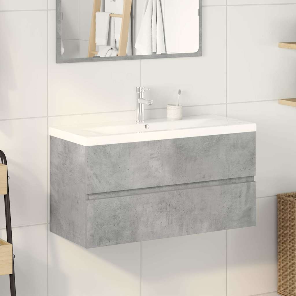Bathroom furniture set, 2-piece, concrete grey, wood