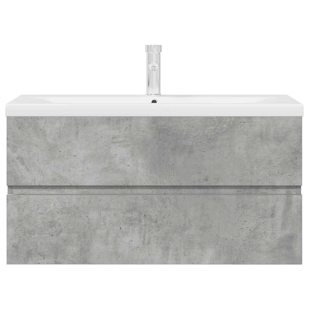 Bathroom furniture set, 2-piece, concrete grey, wood