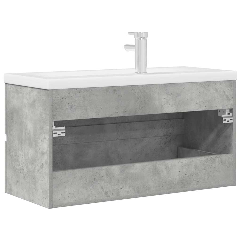 Bathroom furniture set, 2-piece, concrete grey, wood
