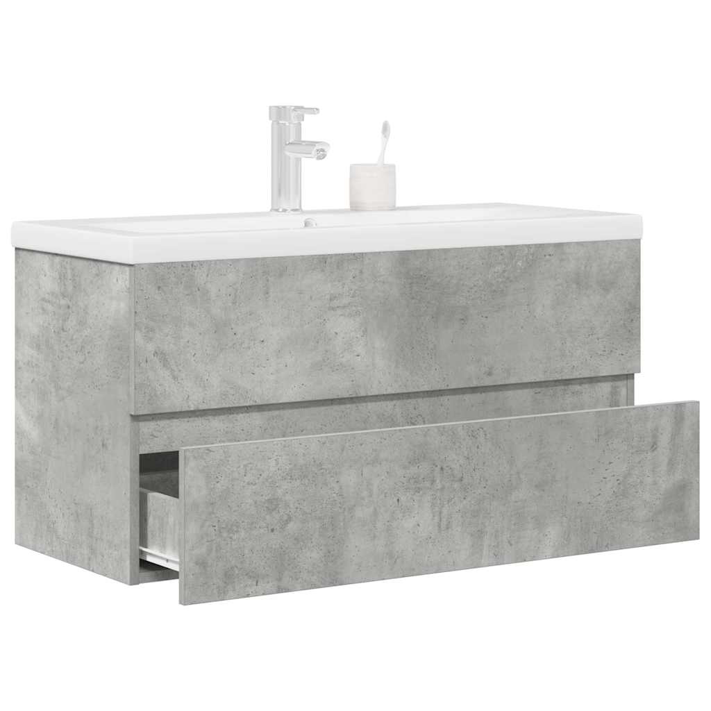Bathroom furniture set, 2-piece, concrete grey, wood