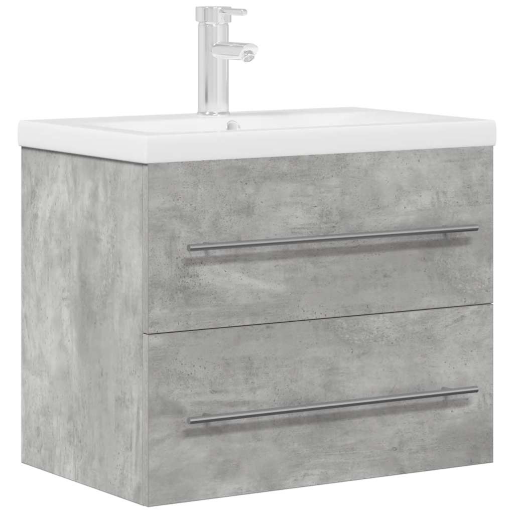 Bathroom furniture set, 2-piece, concrete grey, wood
