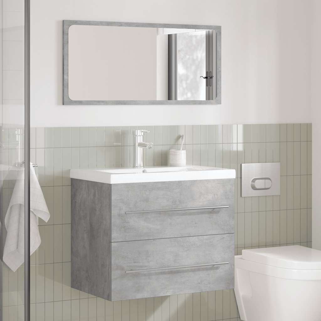 Bathroom furniture set, 2-piece, concrete grey, wood