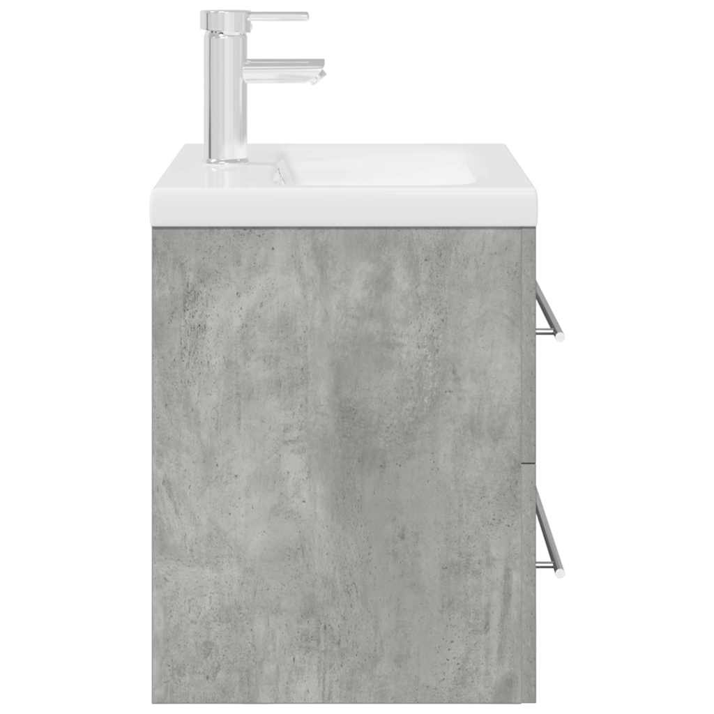 Bathroom furniture set, 2-piece, concrete grey, wood