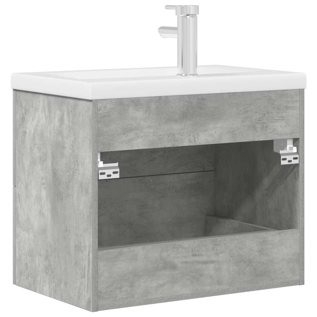 Bathroom furniture set, 2-piece, concrete grey, wood