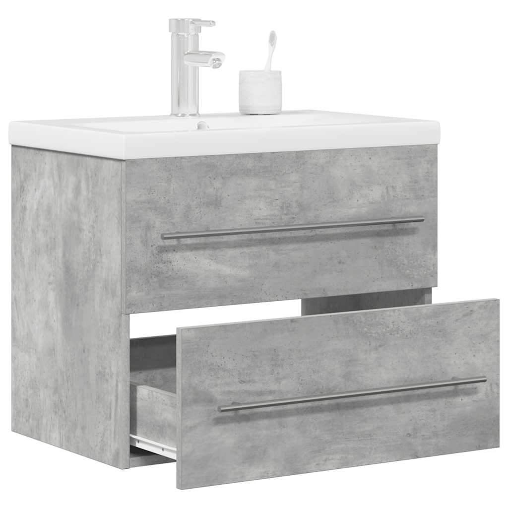 Bathroom furniture set, 2-piece, concrete grey, wood