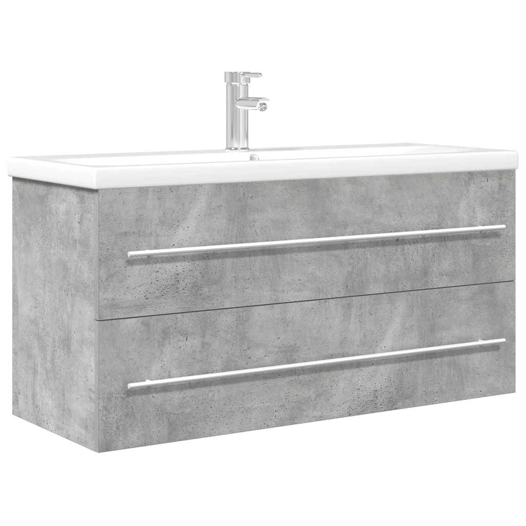 Bathroom furniture set, 2-piece, concrete grey, wood