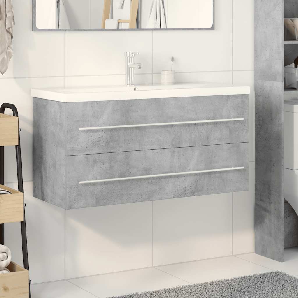 Bathroom furniture set, 2-piece, concrete grey, wood