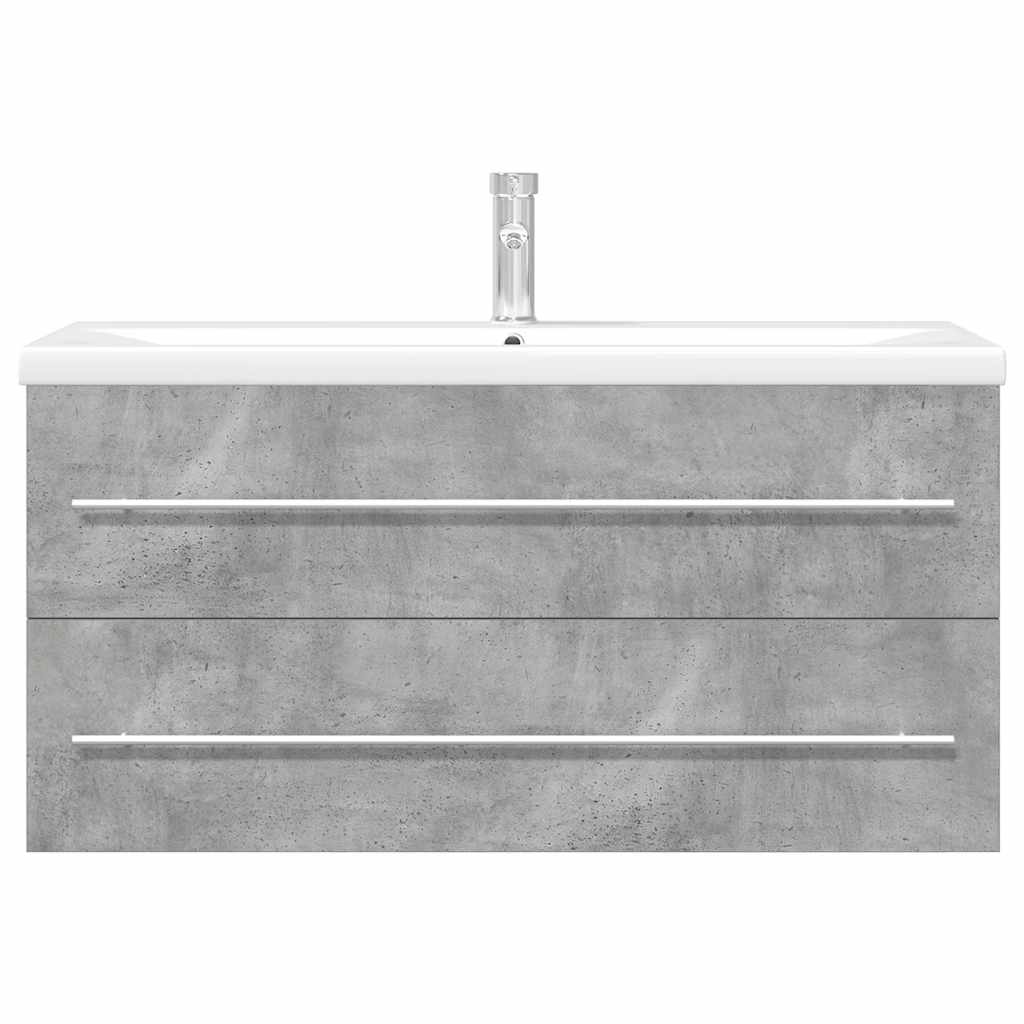 Bathroom furniture set, 2-piece, concrete grey, wood