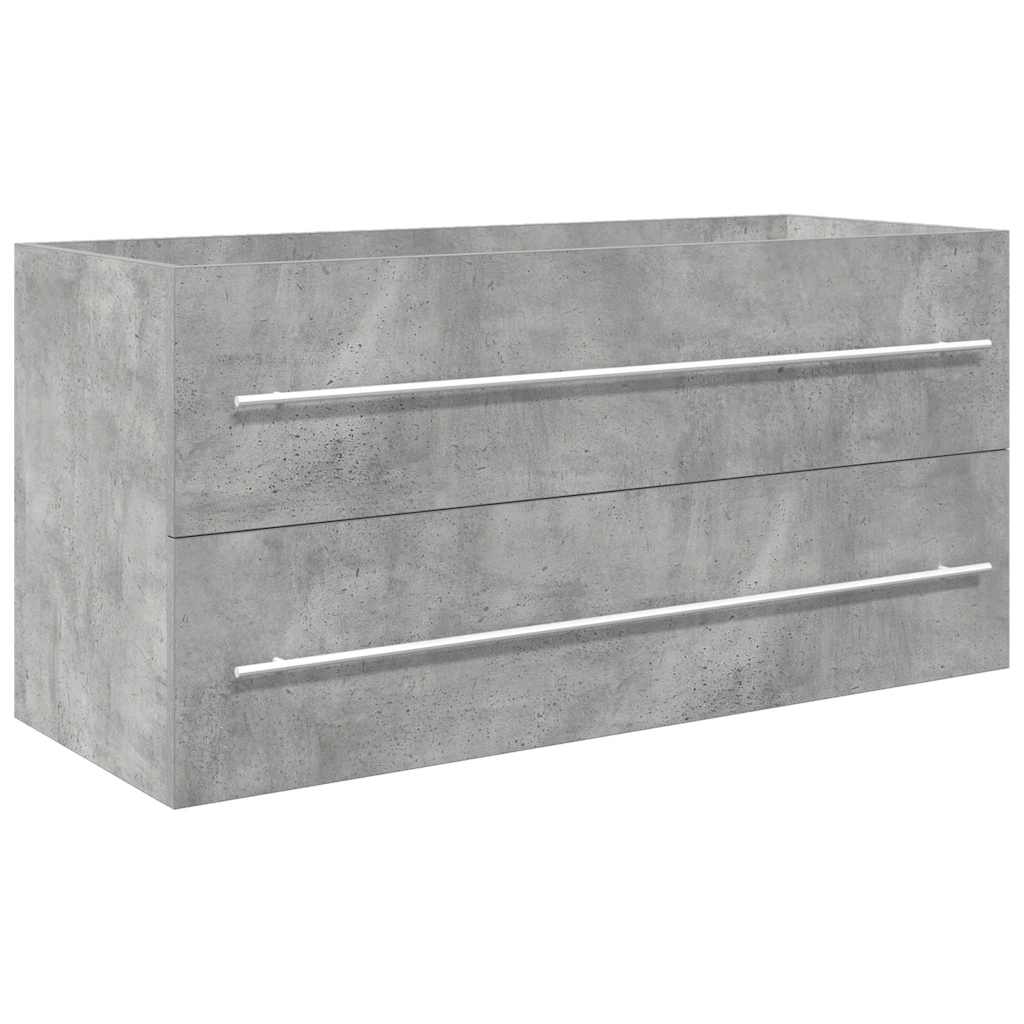 Bathroom furniture set, 2-piece, concrete grey, wood