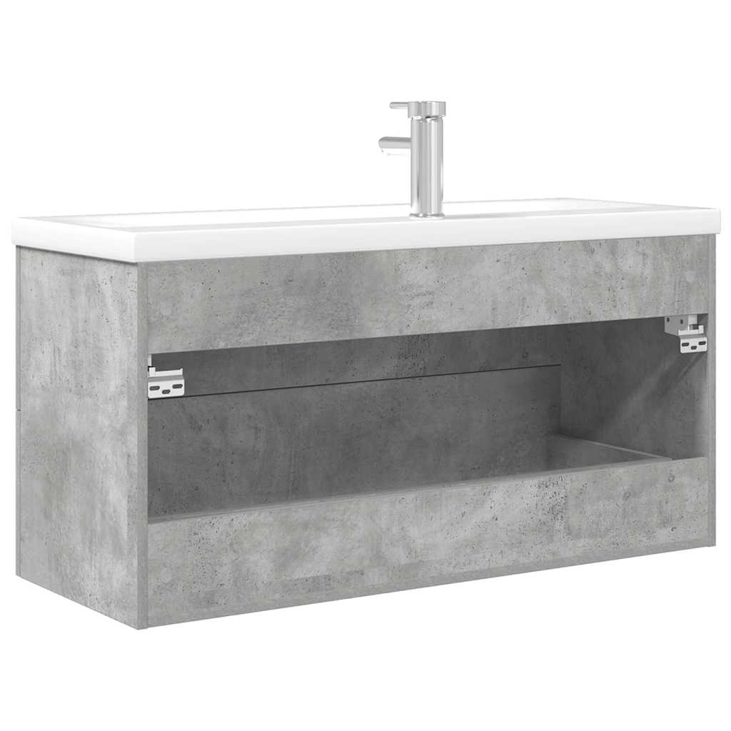 Bathroom furniture set, 2-piece, concrete grey, wood