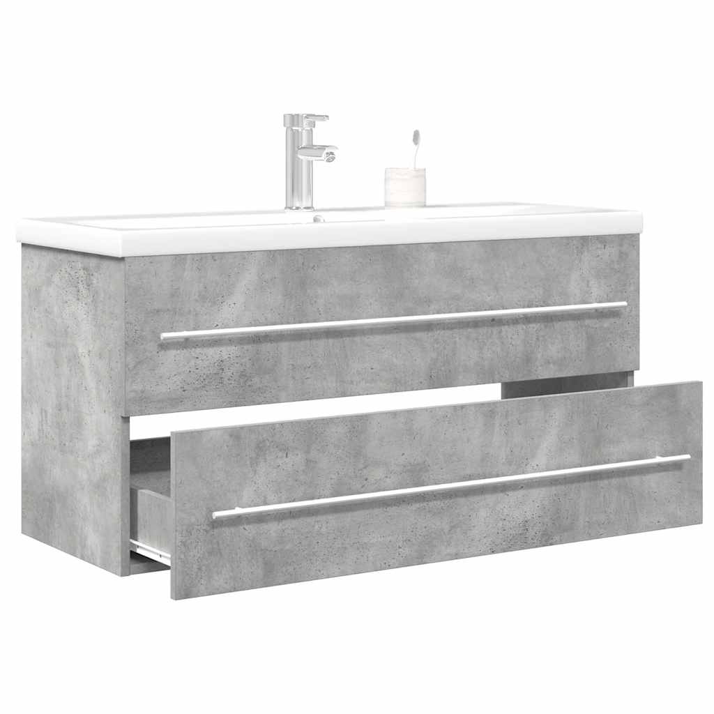 Bathroom furniture set, 2-piece, concrete grey, wood