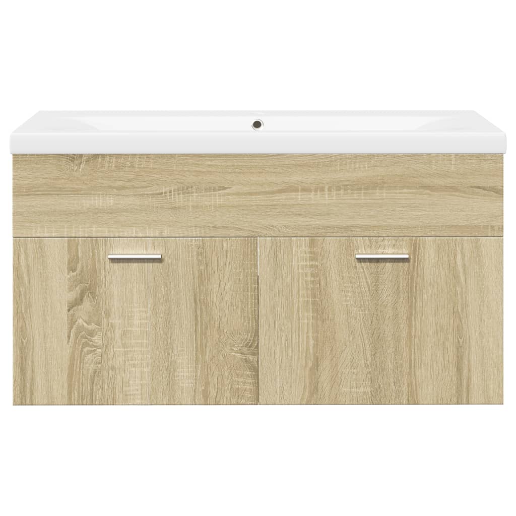 Vanity unit with integrated basin, oak