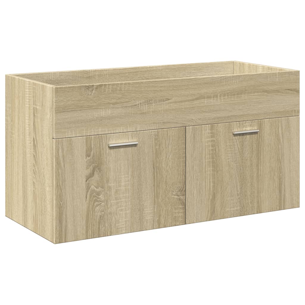 Vanity unit with integrated basin, oak