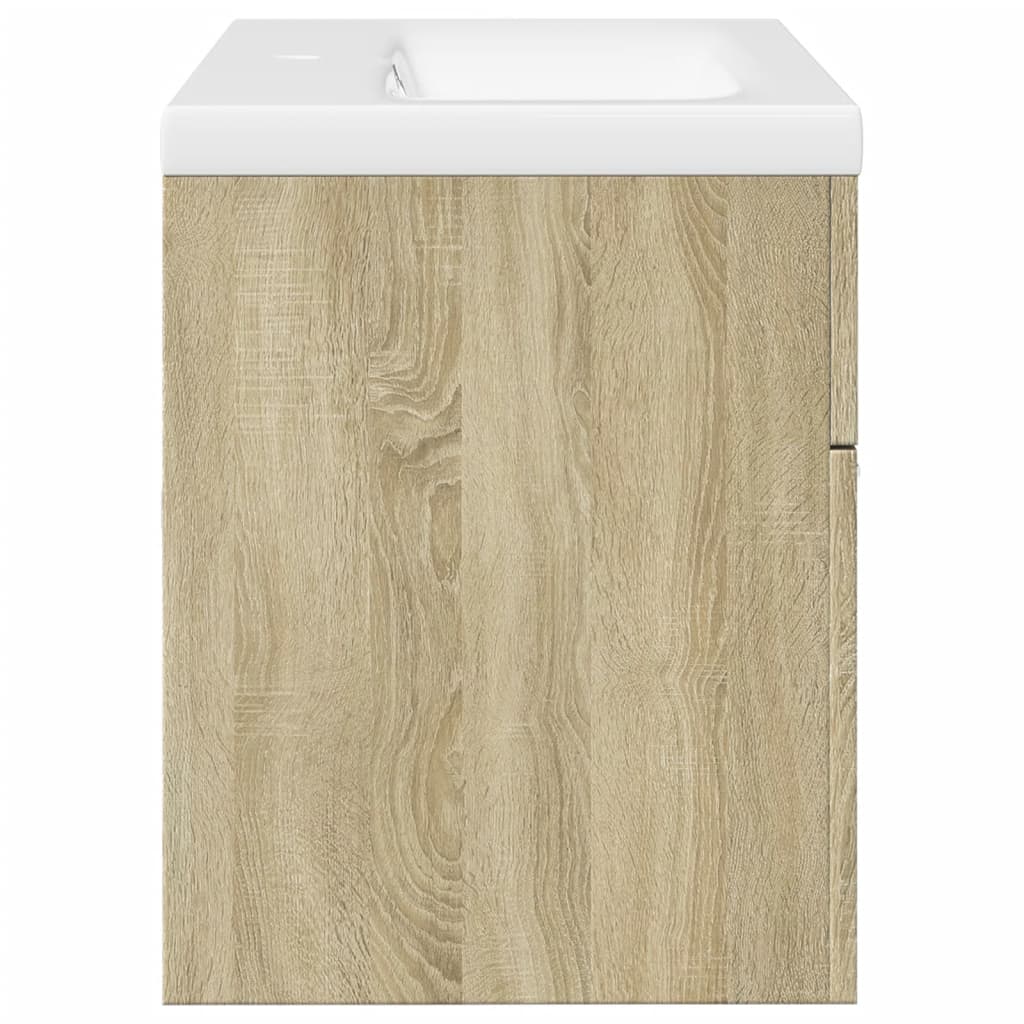 Vanity unit with integrated basin, oak