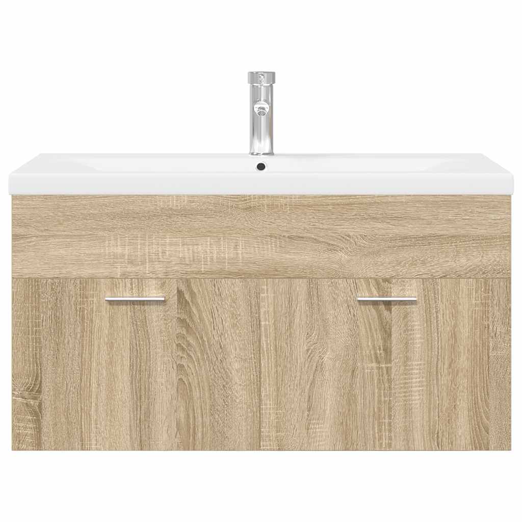 Vanity unit with integrated basin, oak