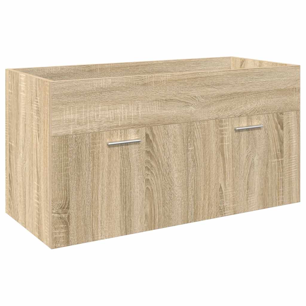 Vanity unit with integrated basin, oak