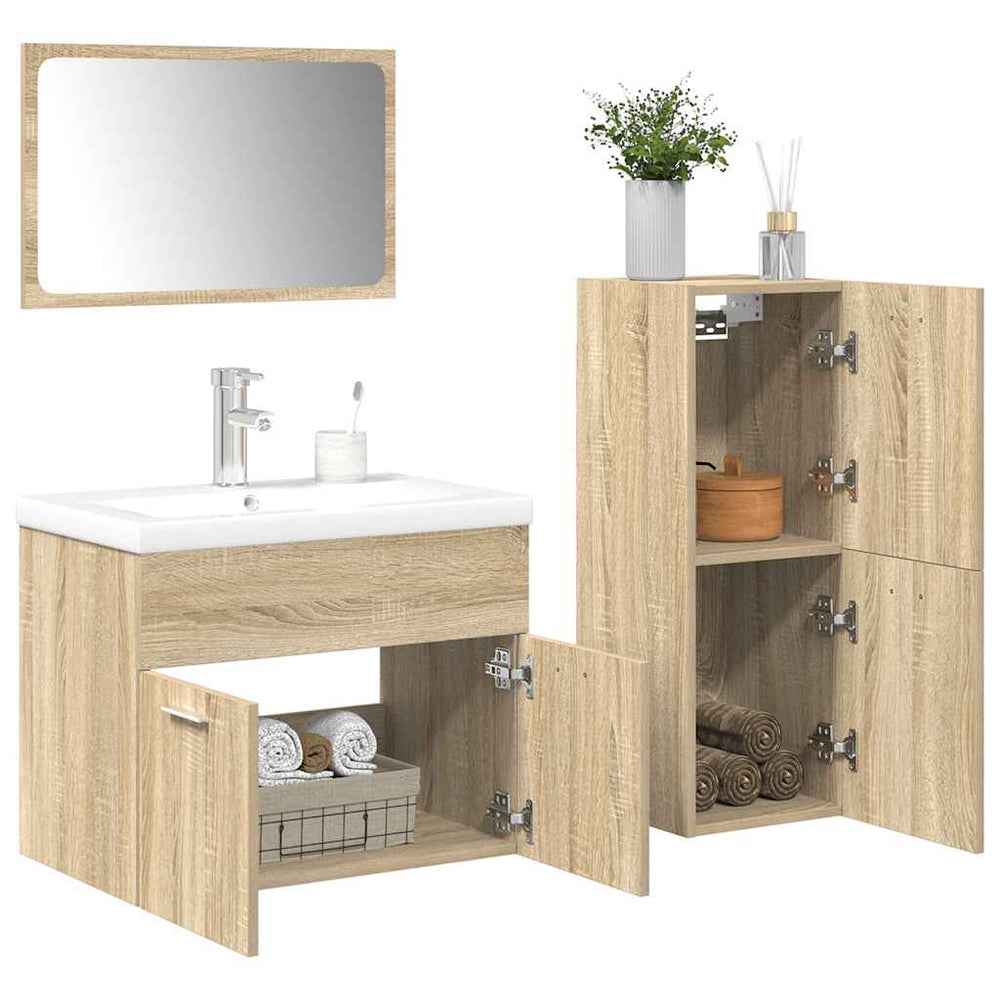 Vonios baldų komplektas, 4 dalių, ąžuolo, apdirbta mediena