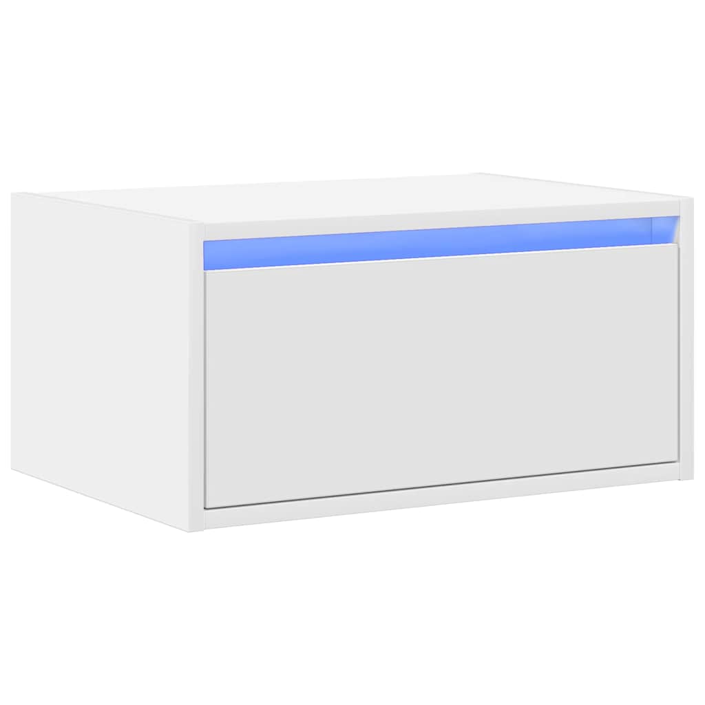 Wall-mounted nightstand with LED, white