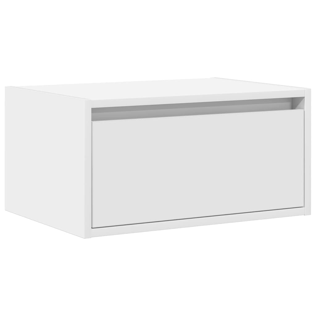 Wall-mounted nightstand with LED, white