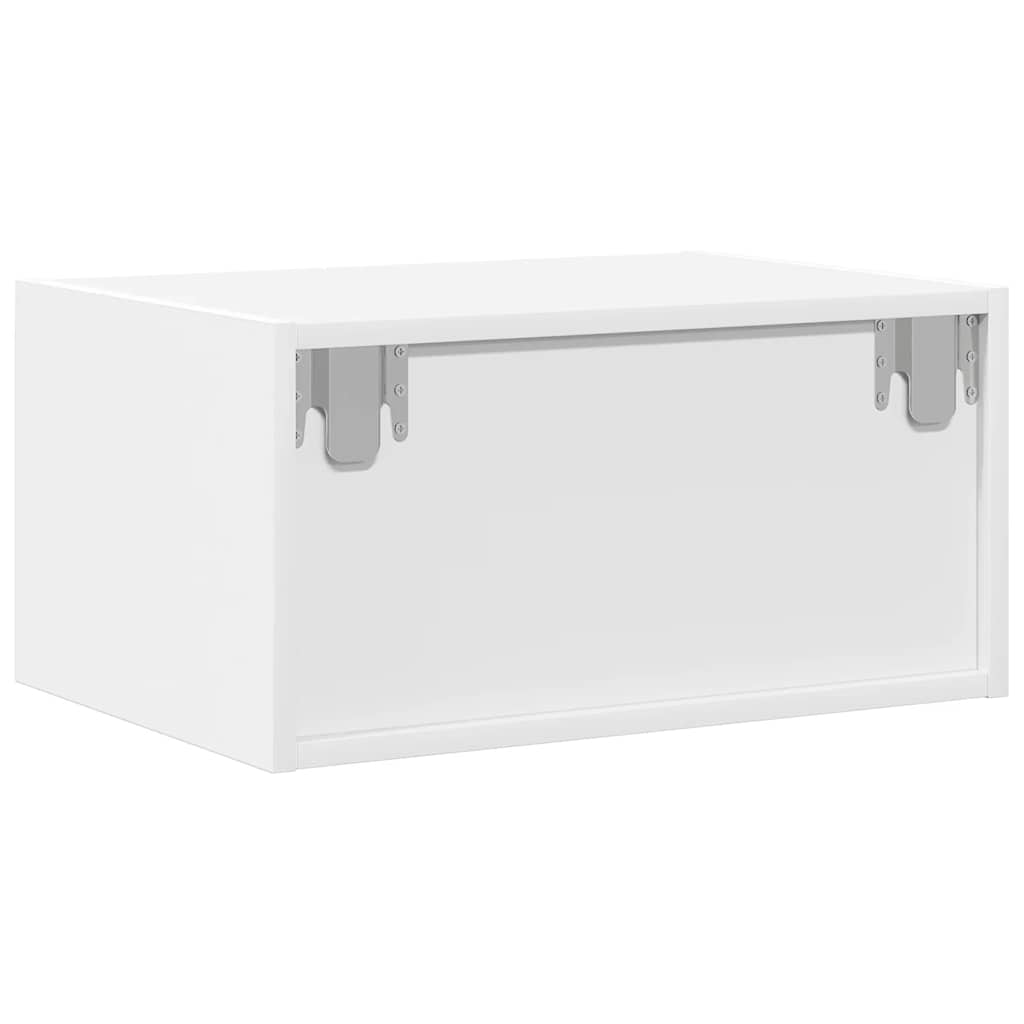 Wall-mounted nightstand with LED, white