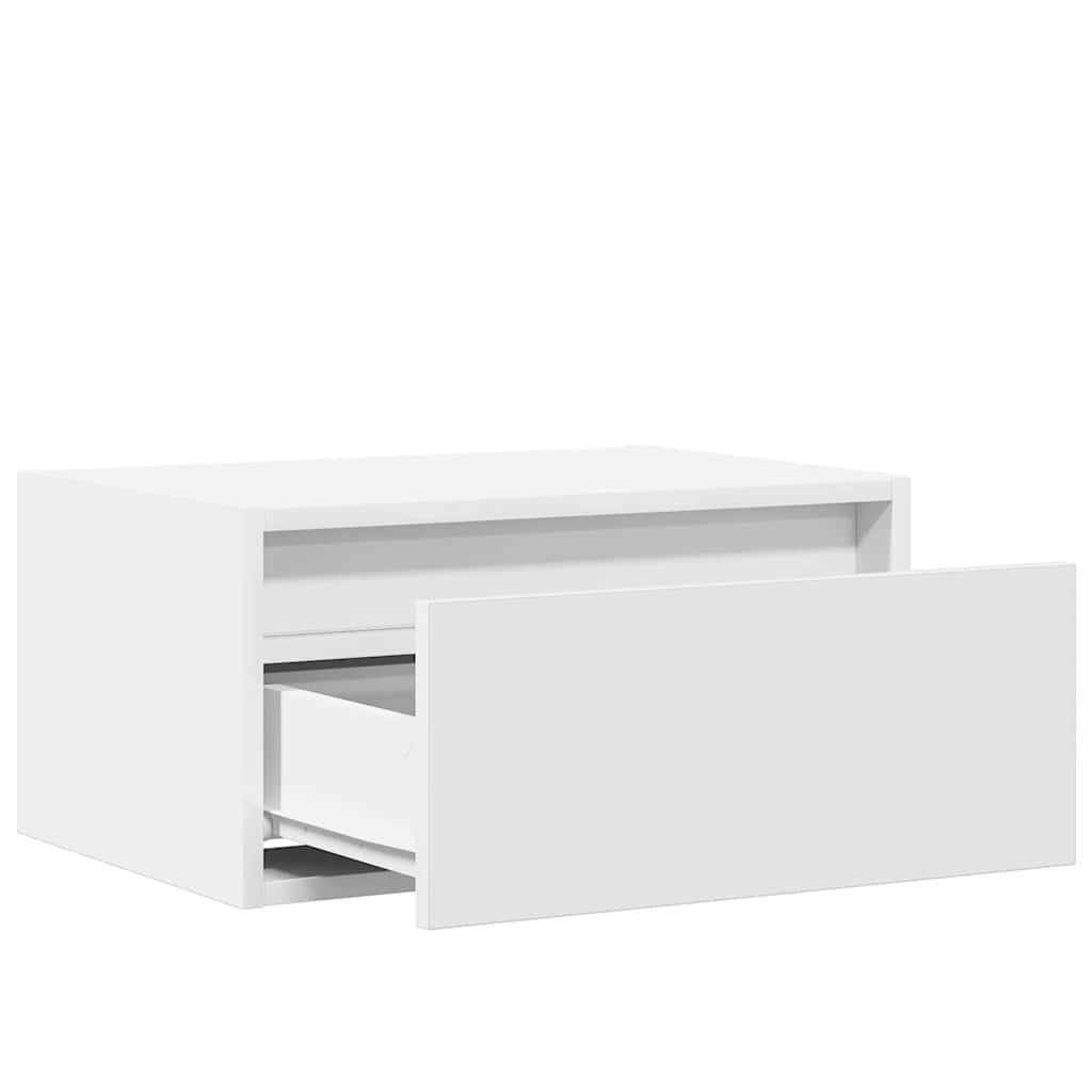 Wall-mounted nightstand with LED, white