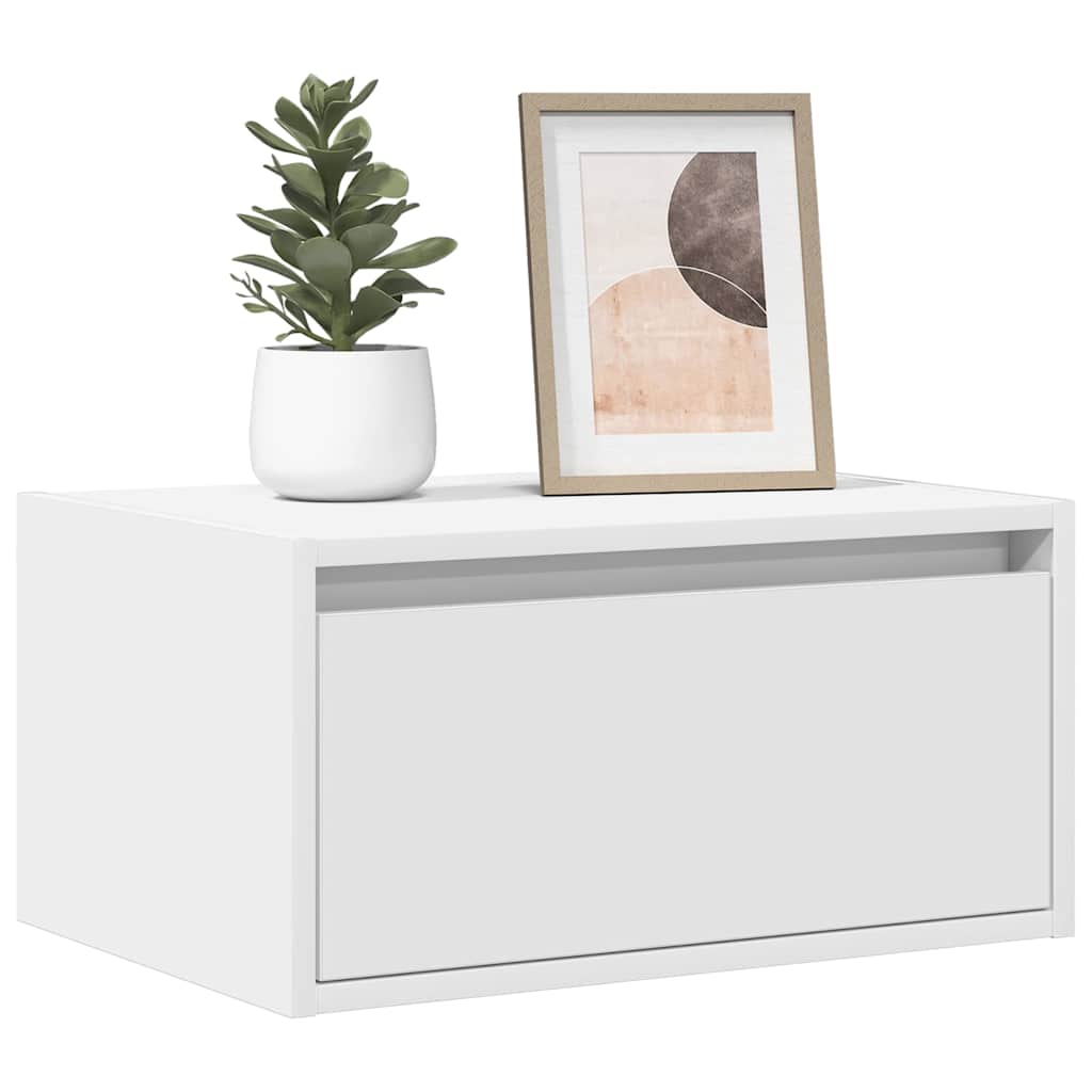 Wall-mounted nightstand with LED, white