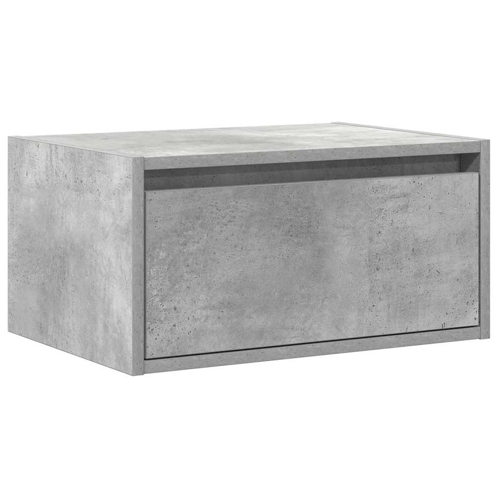 Wall-mounted nightstand with LED, concrete grey
