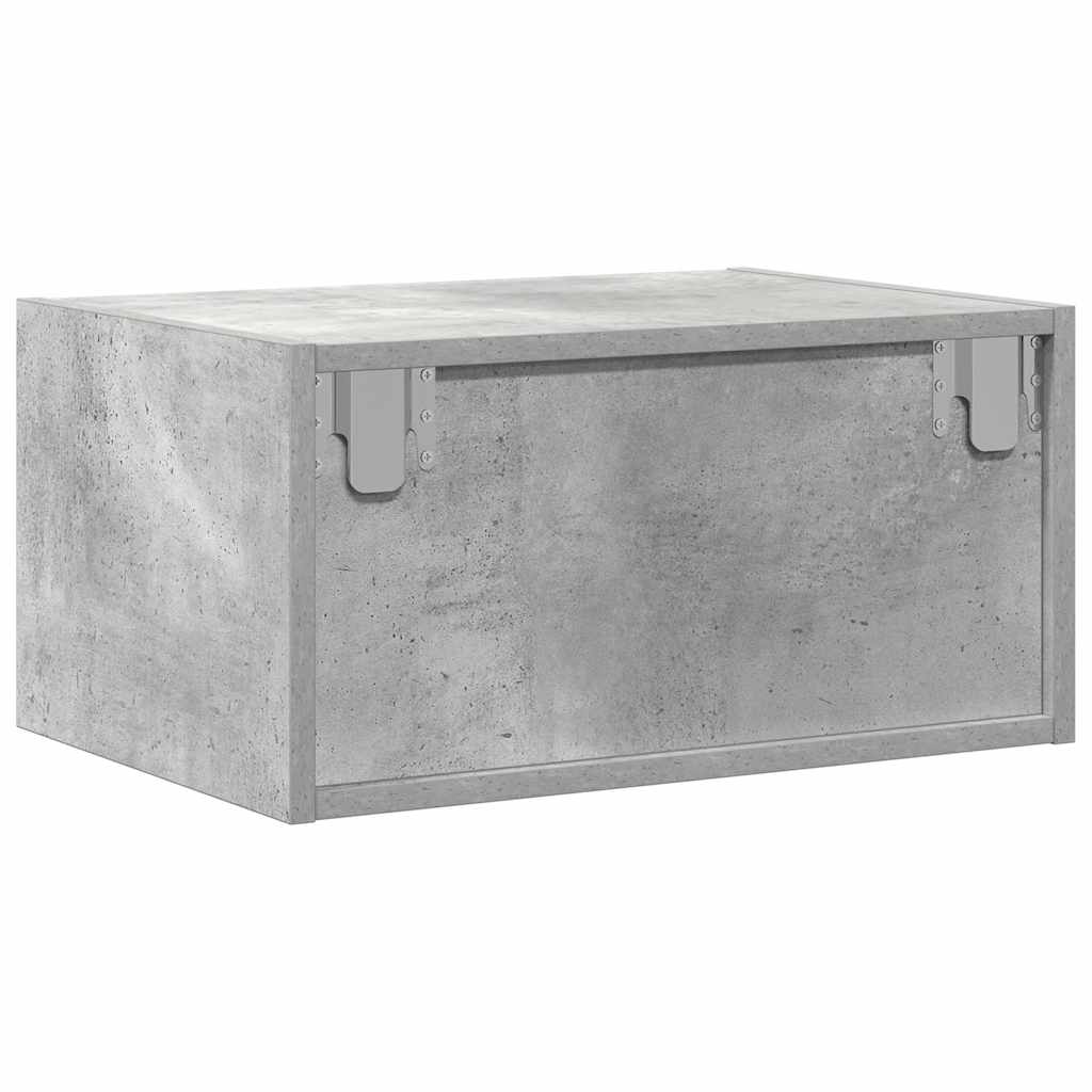 Wall-mounted nightstand with LED, concrete grey
