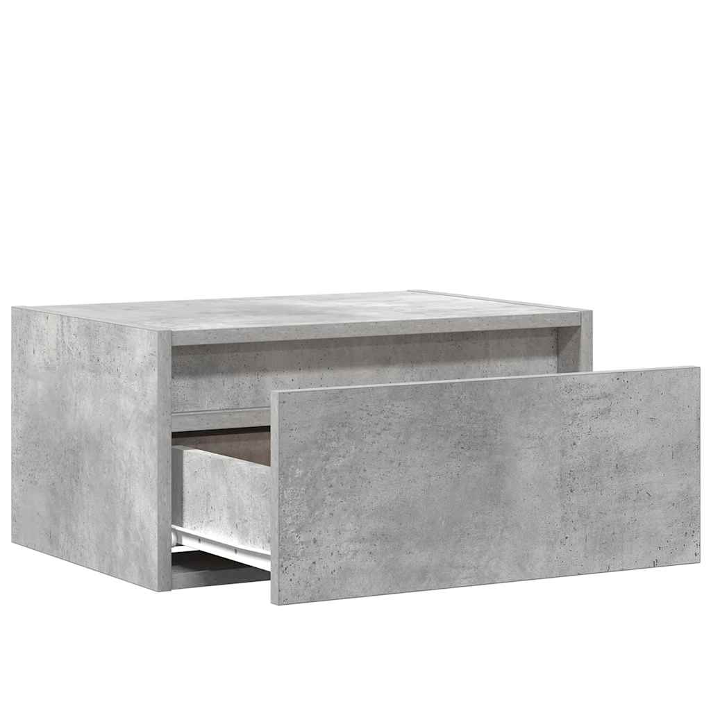 Wall-mounted nightstand with LED, concrete grey