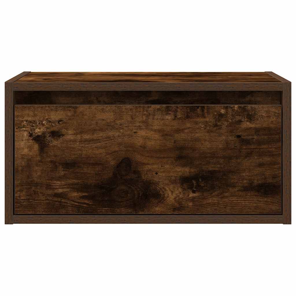 Wall-mounted nightstand with LED, smoked oak