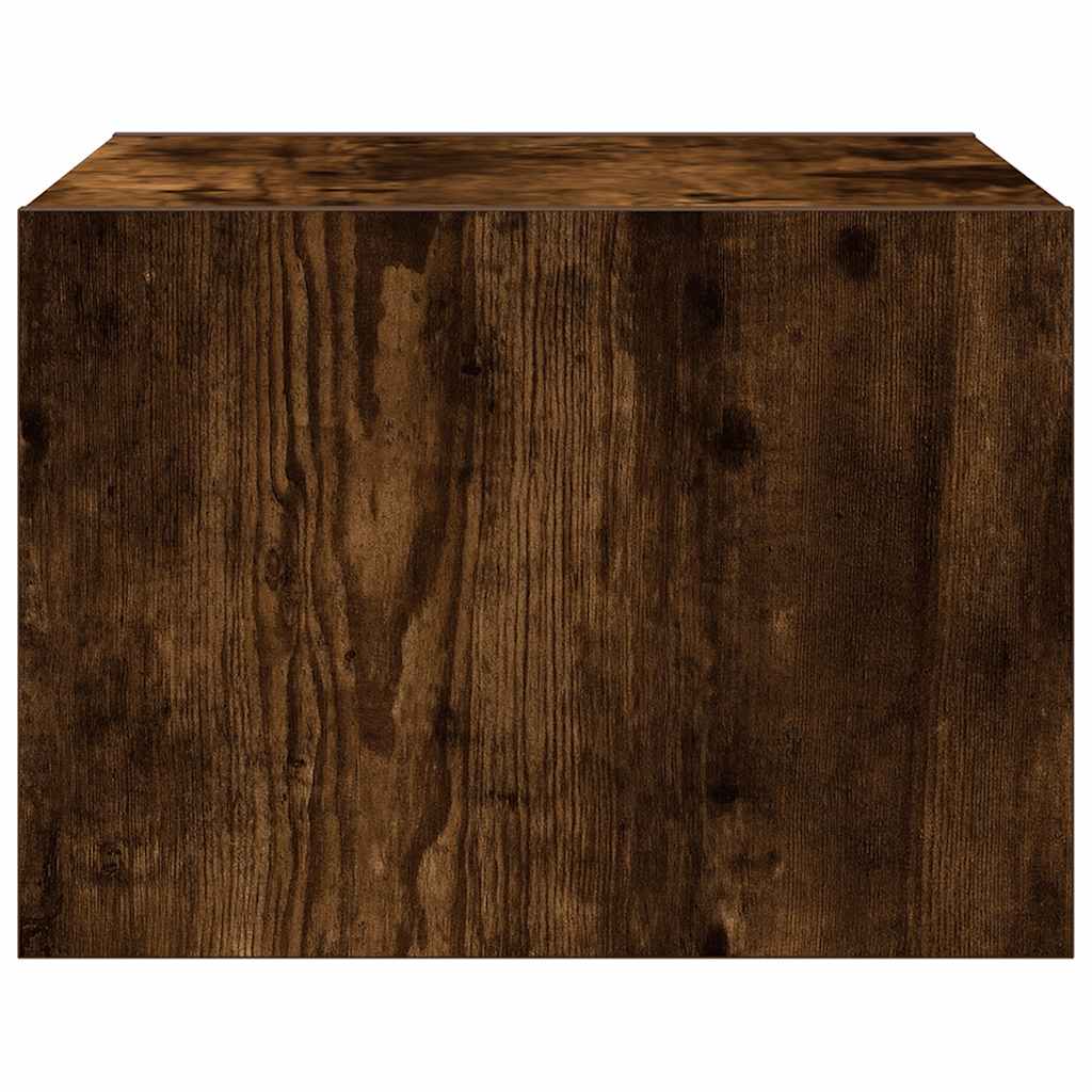 Wall-mounted nightstand with LED, smoked oak