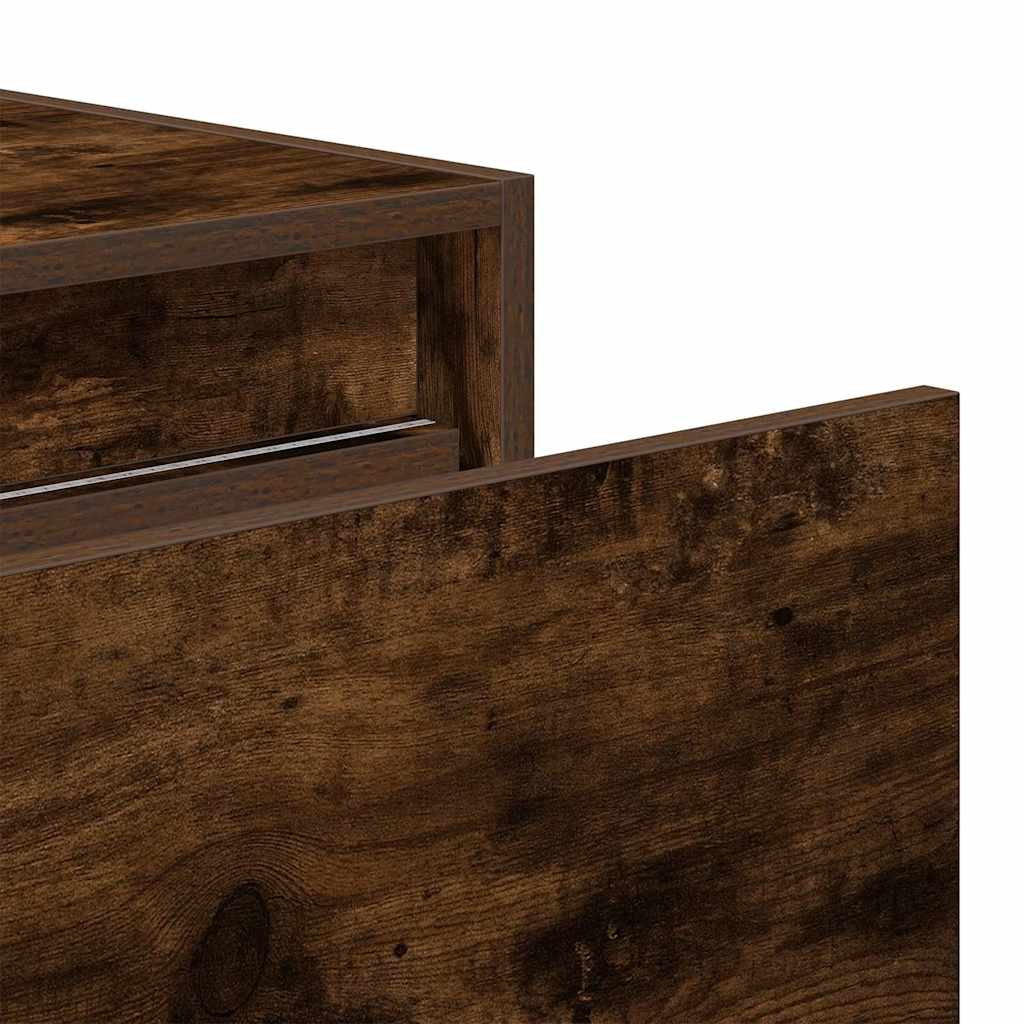 Wall-mounted nightstand with LED, smoked oak