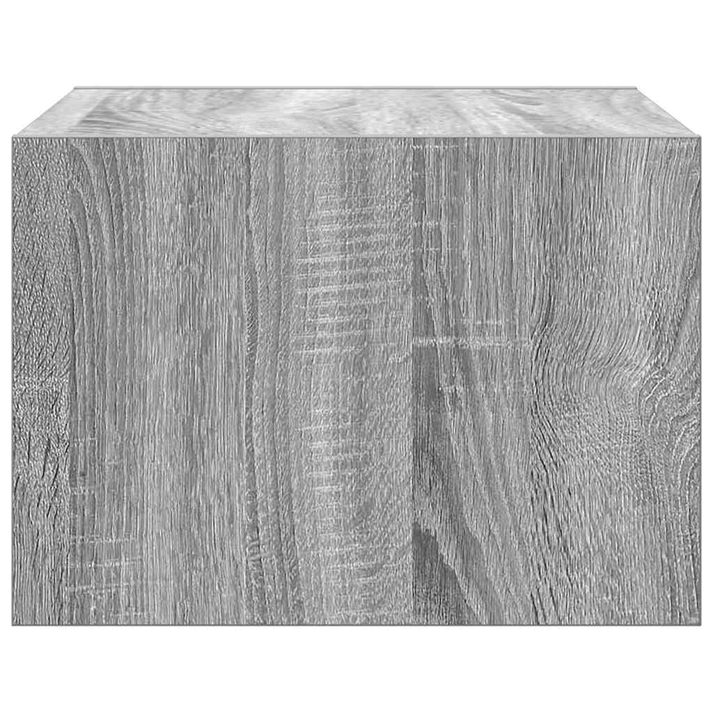 Wall mounted bedside table with LED, grey oak