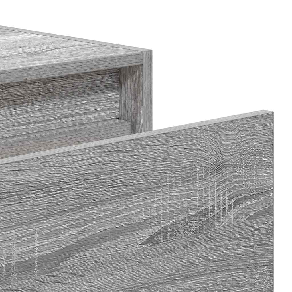 Wall mounted bedside table with LED, grey oak